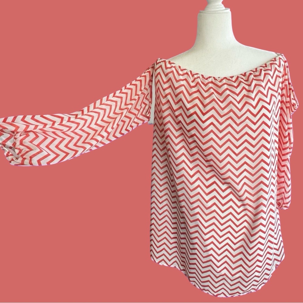 Chevron Top in Orange and White